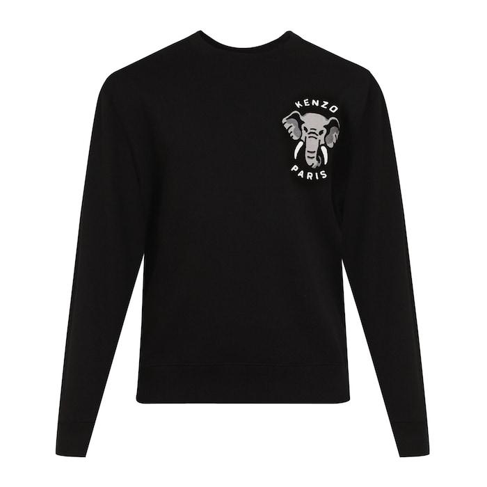 men black embroidered elephant sweatshirt