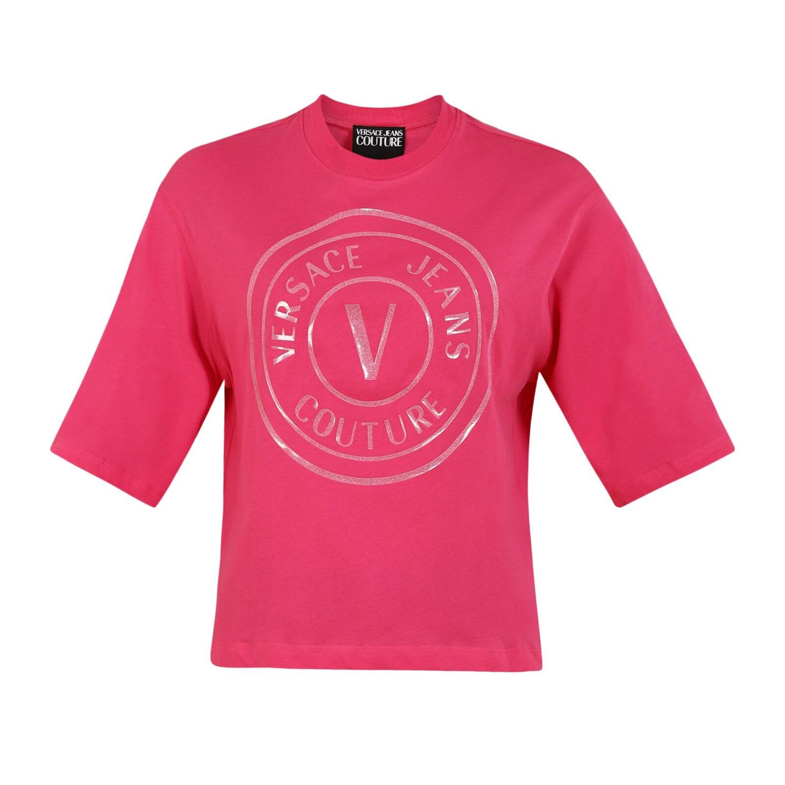 women pink big center vjc emblem t-shirt