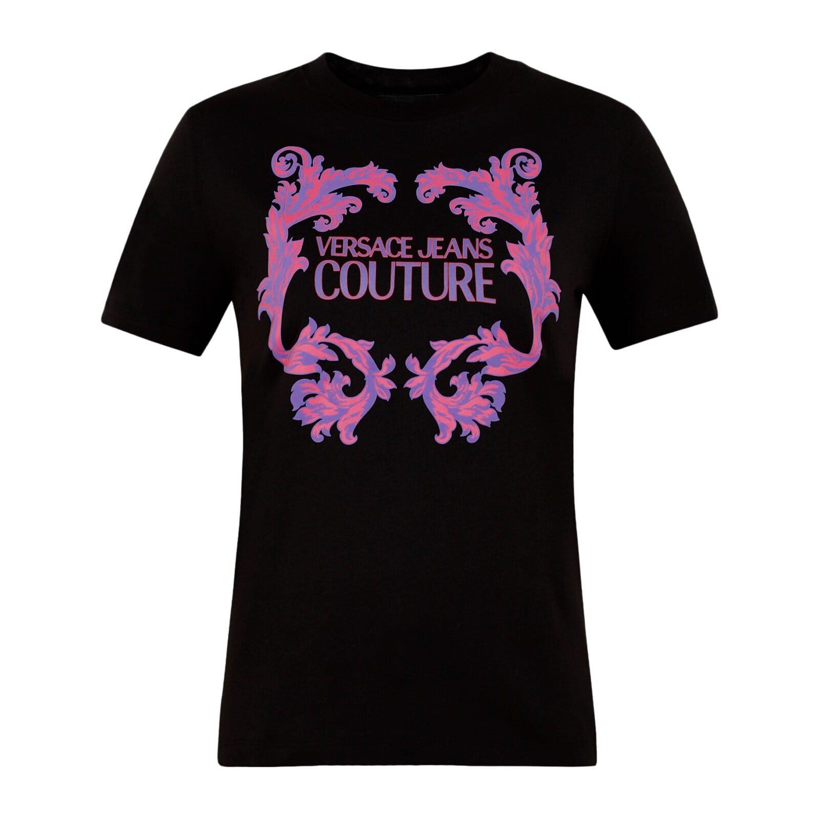 women black vjc branding with baroque print t-shirt