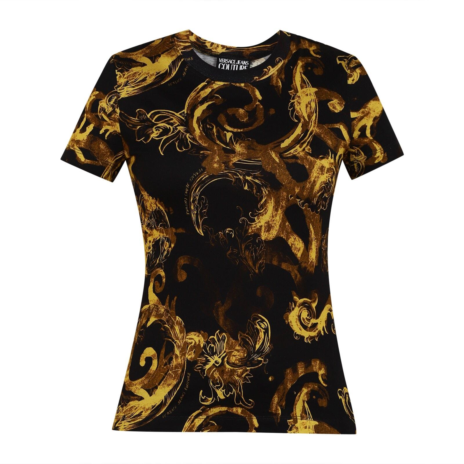 women black watercolour baroque print t-shirt