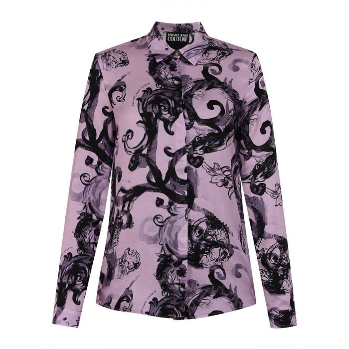 women lilac watercolor baroque print shirt