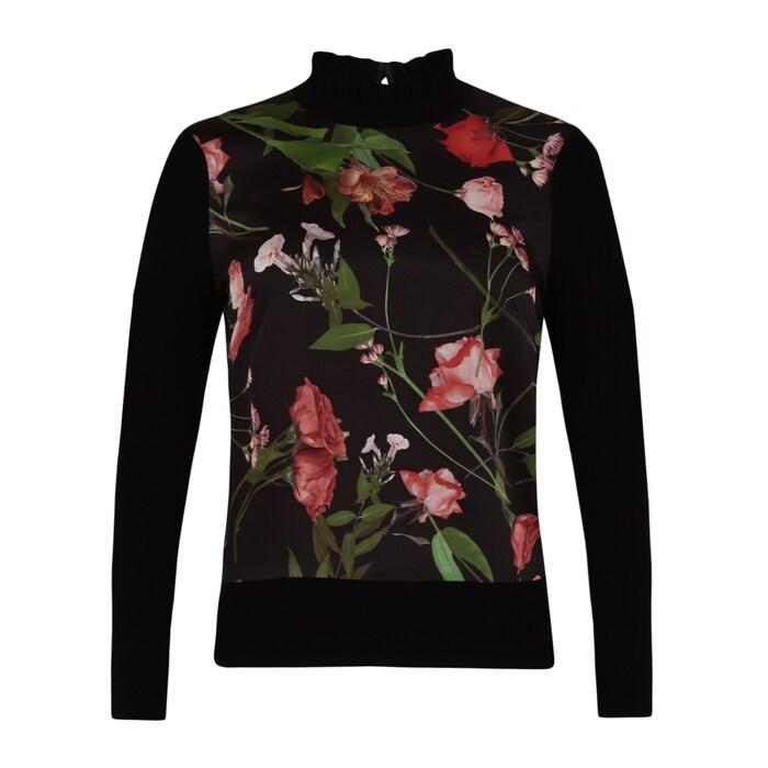 women black front printed sweater