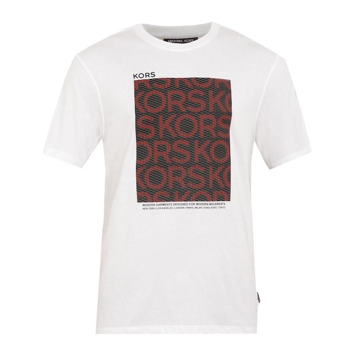 men white mesh kors block print t-shirt