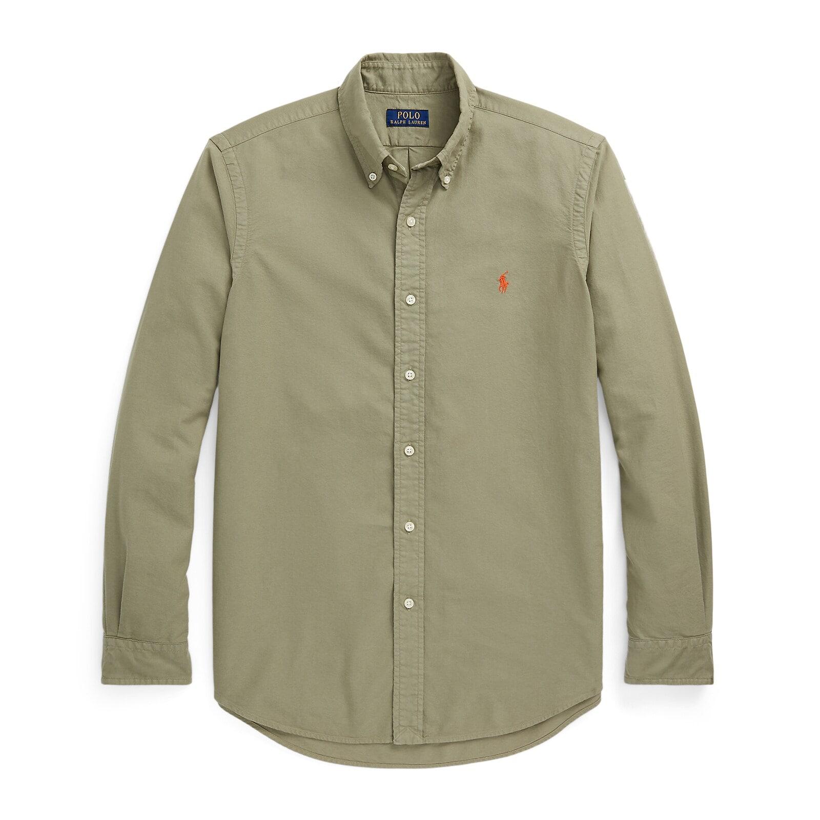 men green custom fit garment-dyed oxford shirt