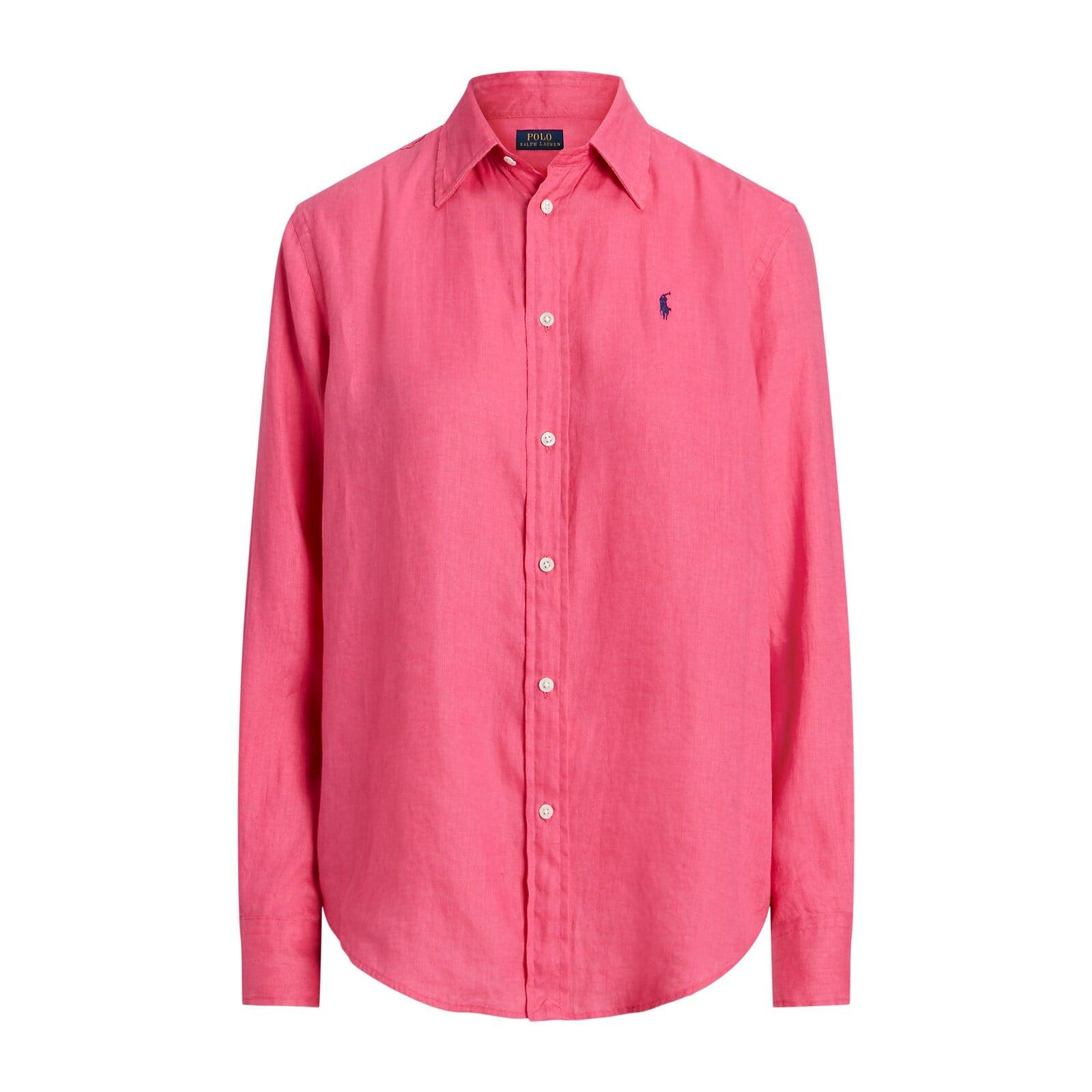 women pink relaxed fit linen shirt