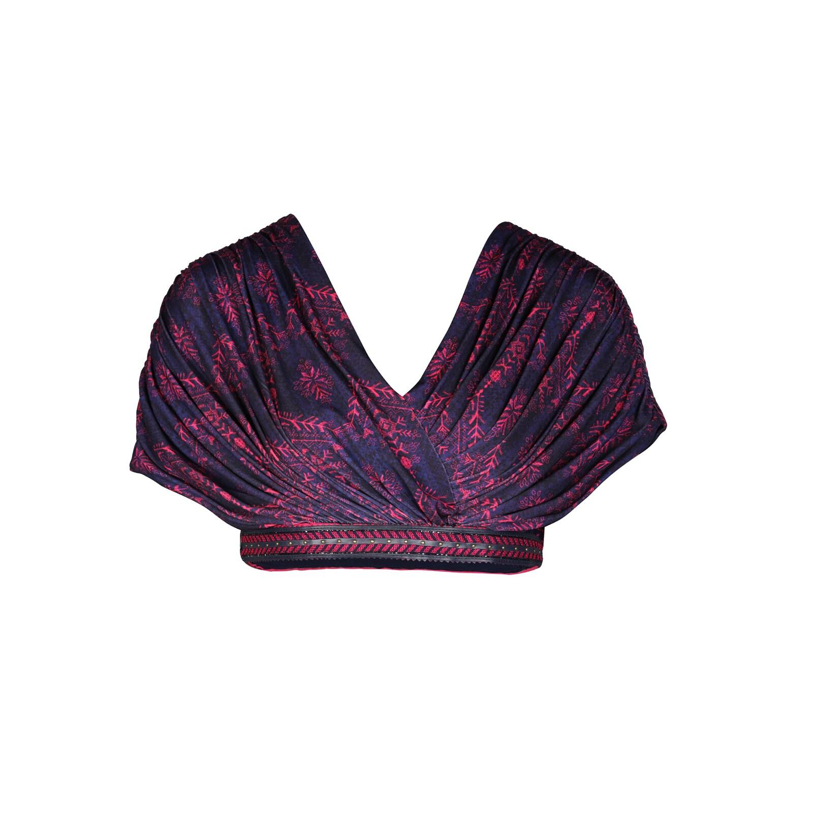 women tribal printed crop top with attached belt