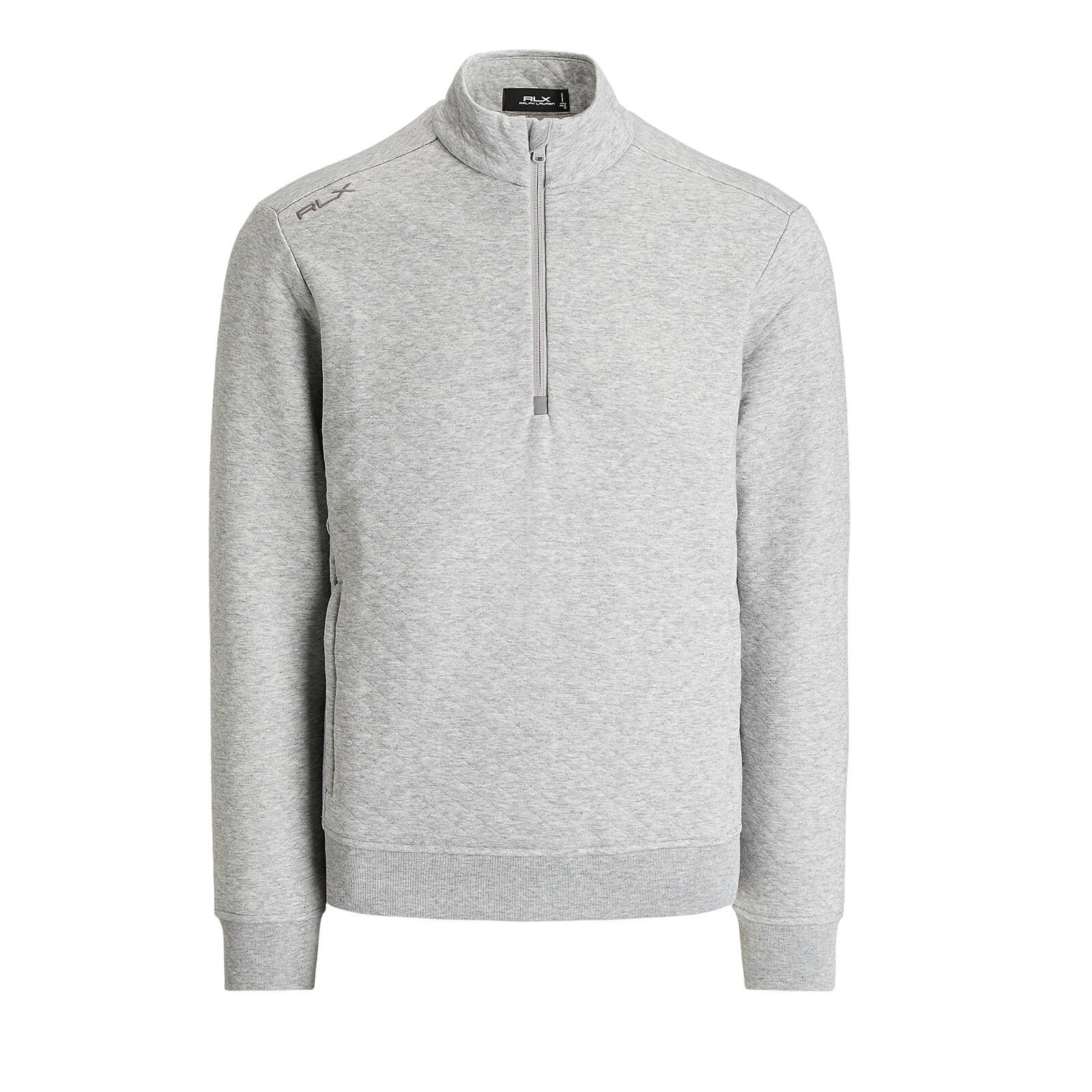 men grey classic fit quilted double-knit pullover