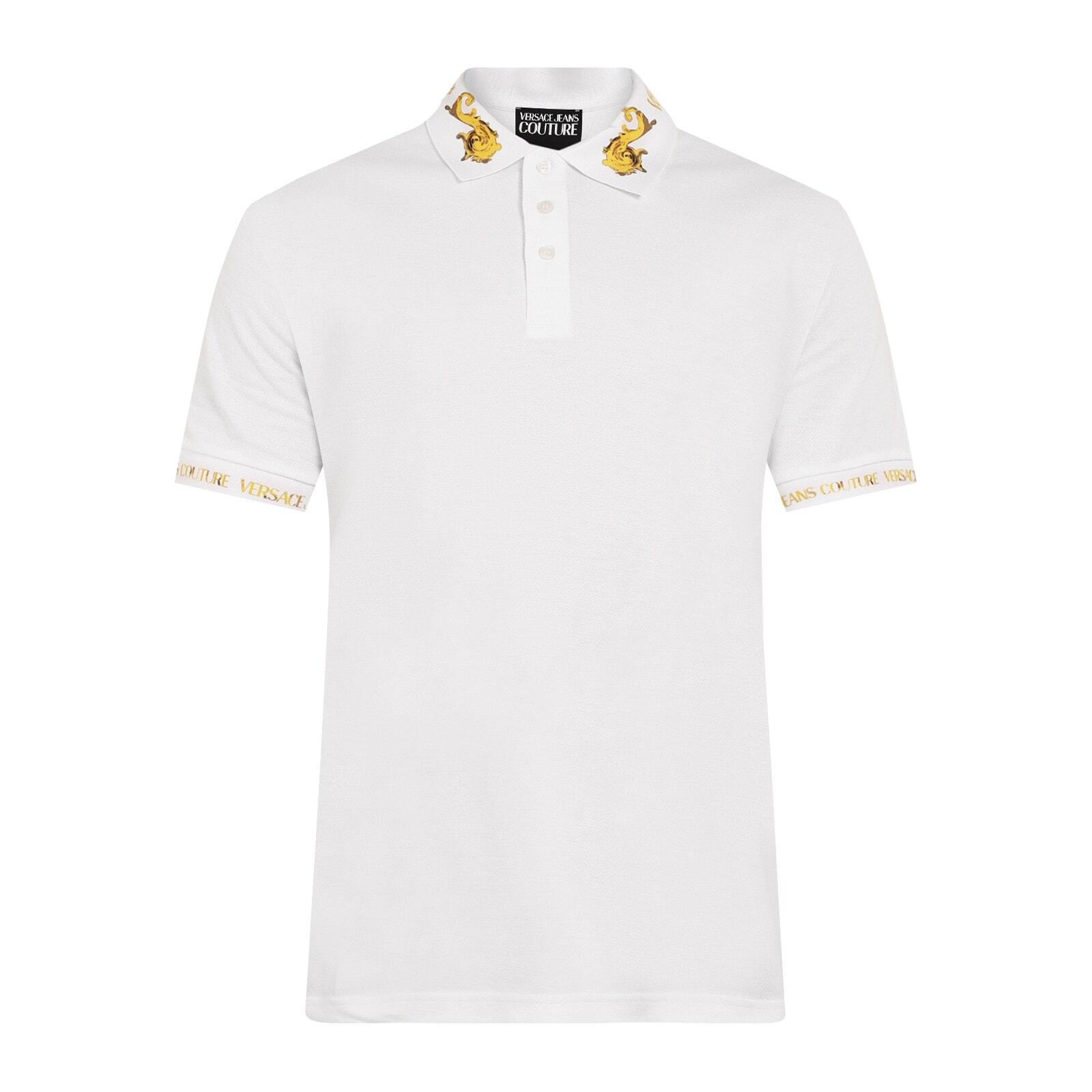 men white solid baroque collar polo