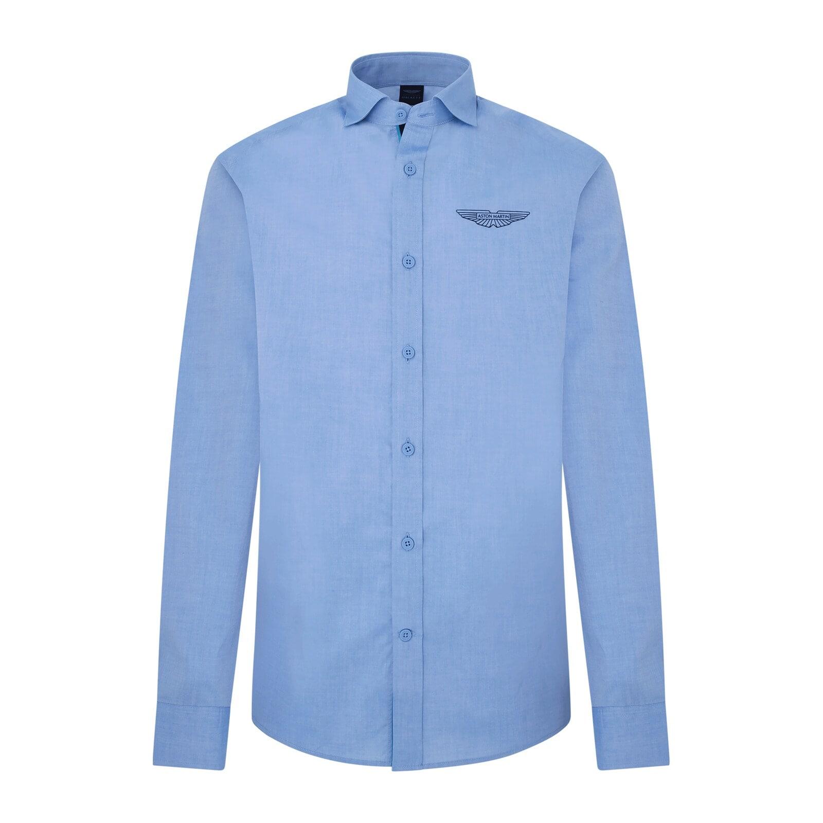 men sky blue plain amr logo shirt