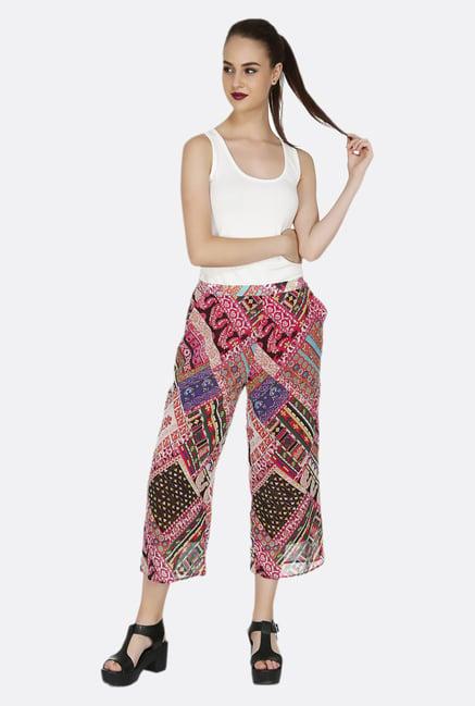 fusion beats pink printed culottes