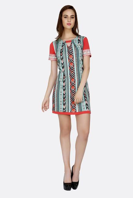 fusion beats multicolor printed short sleeves tunic