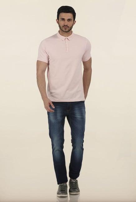 basics seashell pink lycra polo t shirt