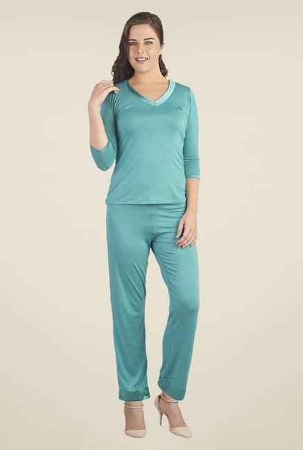 soie teal solid pyjama set