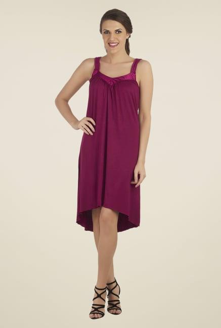 soie purple solid night gown