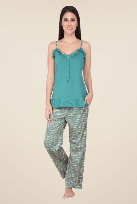 soie teal solid pyjama set