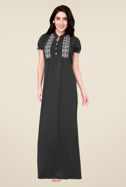 honeydew black printed night gown