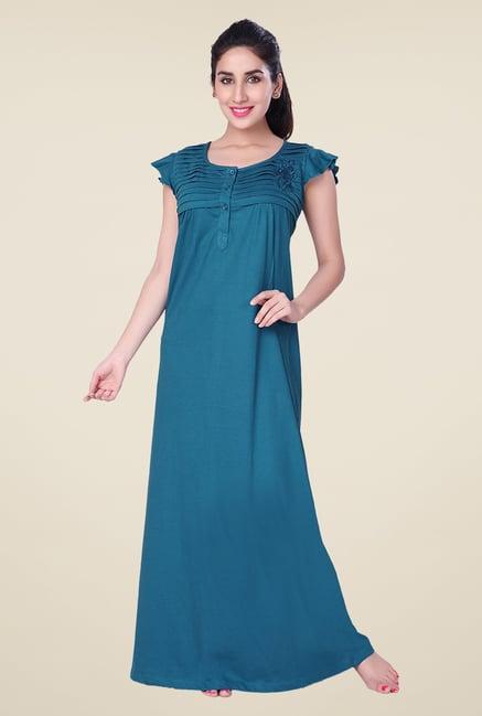 honeydew teal solid night gown