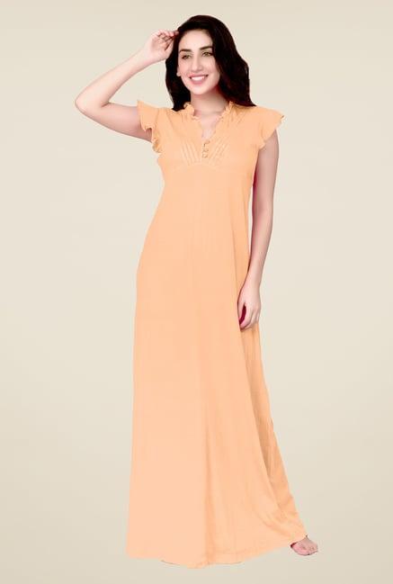 honeydew peach solid night gown