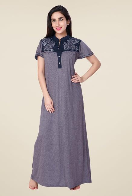 honeydew blue embroidered night gown