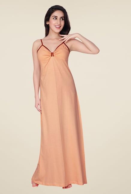 honeydew peach solid night gown