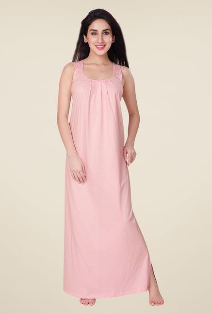 honeydew pink solid night gown