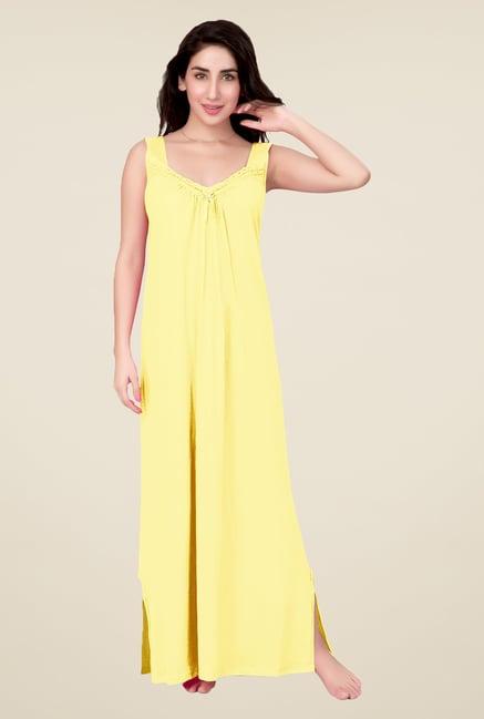 honeydew yellow solid night gown