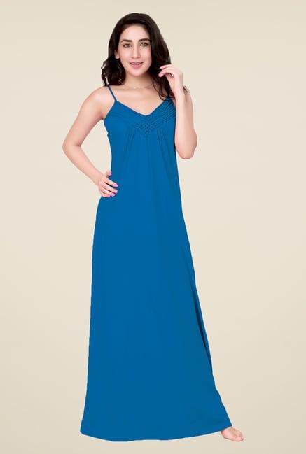 honeydew blue solid night gown