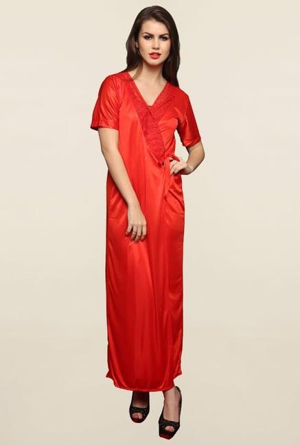 clovia red lace robe