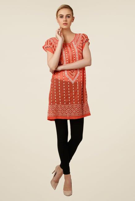 oxolloxo orange embroidered tunic