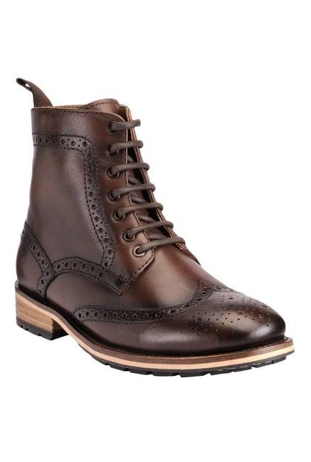 teakwood leathers dark brown brogue boots