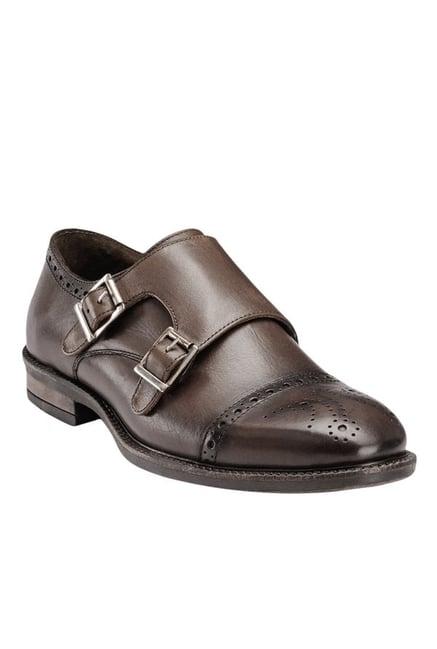 teakwood leathers dark brown monk shoes