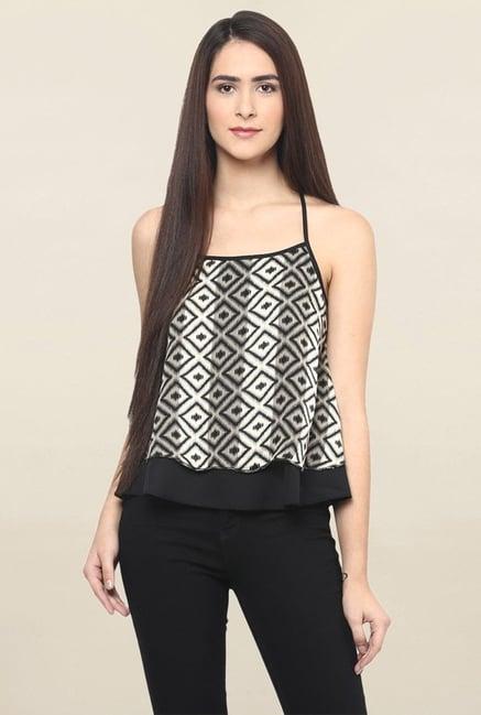 fusion beats black printed top