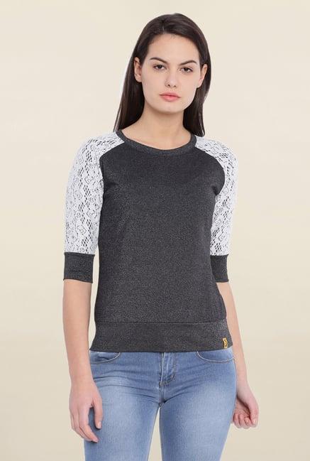 campus sutra charcoal textured top