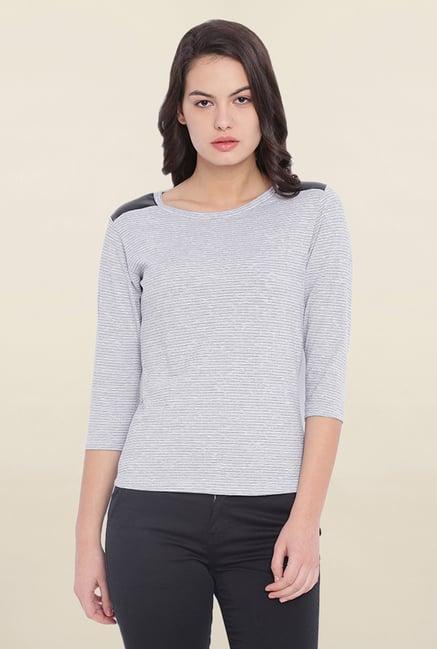 campus sutra grey striped top