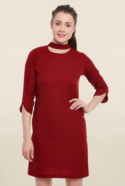 miss chase maroon relaxed fit dress