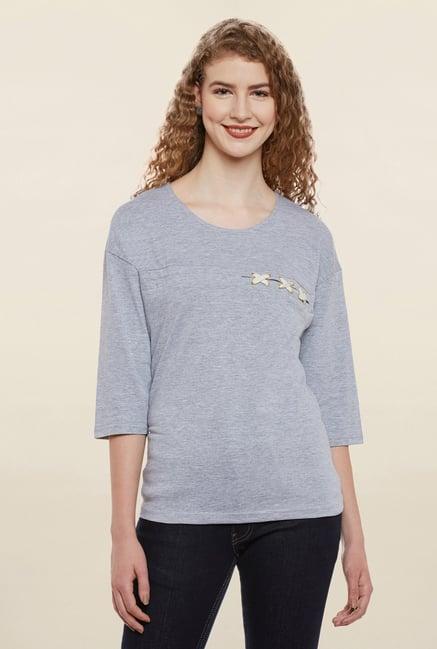 miss chase grey textured top