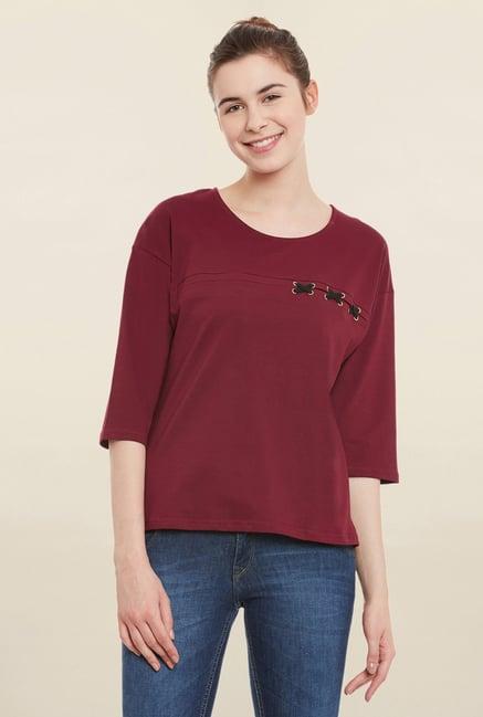 miss chase maroon solid top