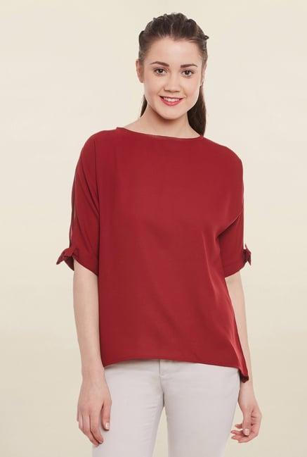 miss chase maroon solid top