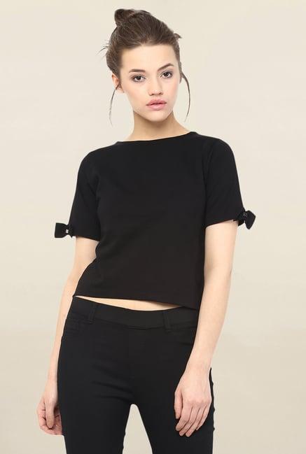 miss chase black solid top