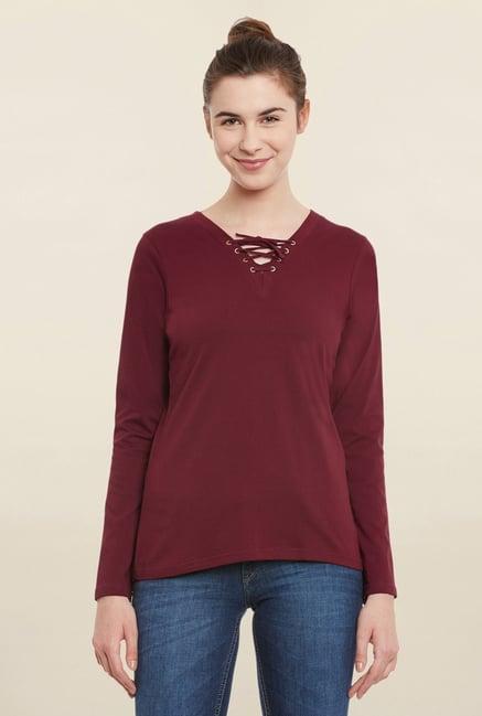 miss chase maroon solid top