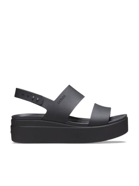 crocs brooklyn black back strap wedges