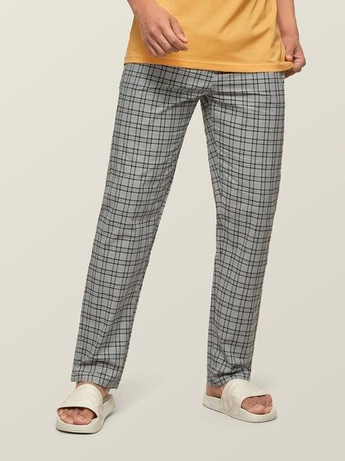 xyxx grey cotton regular fit checks pyjama