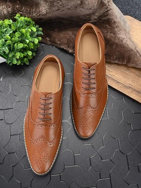 clog london men's tan brogue shoes