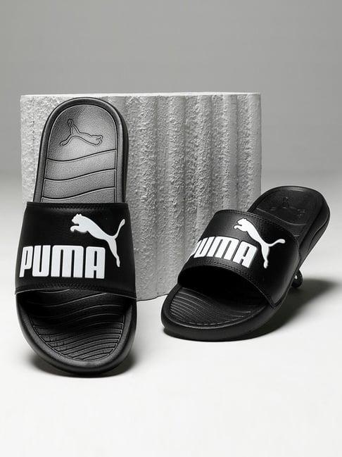 puma men's popcat 20 black slides