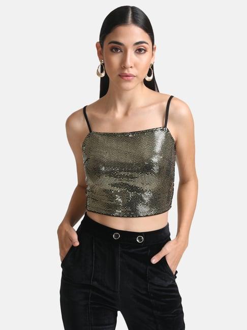 kazo stickon sequin crop top with straps