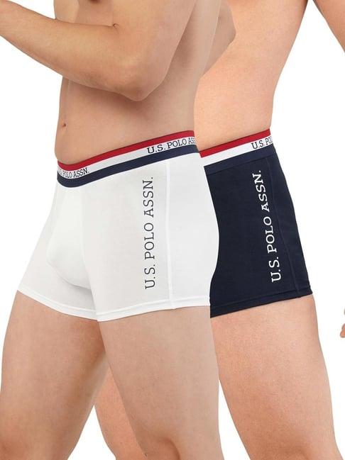 u.s. polo assn. navy & white cotton regular fit trunks - pack of 2