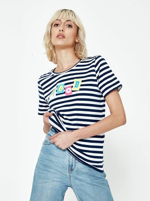 cover story navy & white striped t-shirt