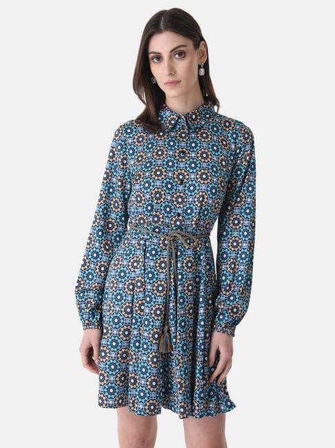 kazo printed shirt dress with belt