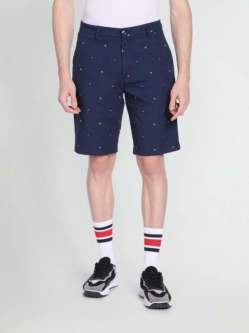 arrow navy regular fit shorts