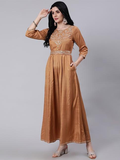 jaipur kurti brown embroidered jumpsuit